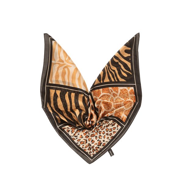 Μαντήλι τετράγωνο σατέν με τετράγωνα animal print