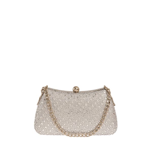 Βραδινό τσαντάκι clutch με στράς και χειρολαβή
