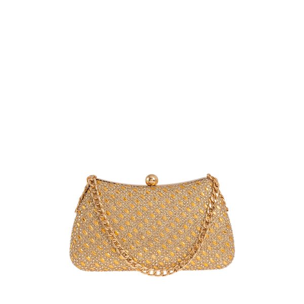Βραδινό τσαντάκι clutch με στράς και χειρολαβή